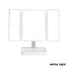 Rechargeable Foldable Makeup Mirror With LED Light 360Â° Adjust Wireless 1-3X Magnifying 3 Tone Light Desktop Vanity Table Mirror