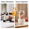 360Â° Rotating Makeup Brush Holder with Lid Makeup Organizer for Vanity Dustproof Makeup Brush Container with 7 Compartments